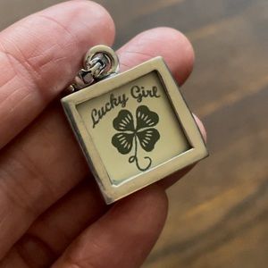 LUCKY GIRL FOR LUCK Pick Up Sticks Charm Pendant Four Leaf Clover Irish